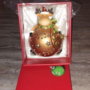 Home Reflections Reindeer Ornament Luminary Flameless Multi Color Candle